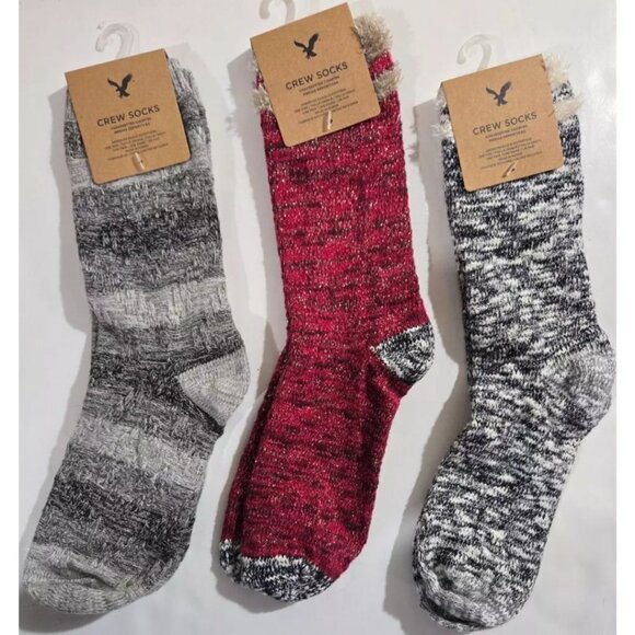 3 Pair Women's American Eagle Socks Crew Dress w/ Metallic One Size NEW NWT - Picture 1 of 4